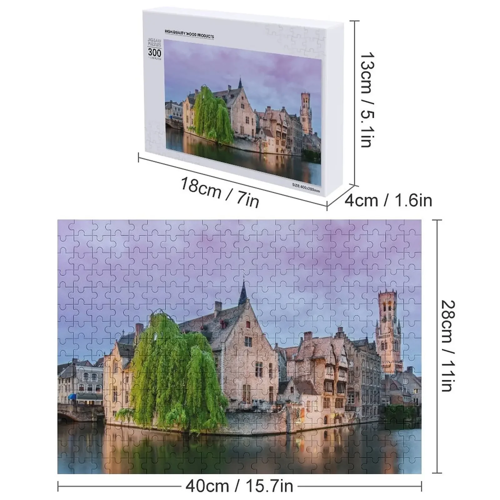 Bruges canal al atardecer Rompecabezas Regalo de madera personalizado Regalos personalizados para niños Rompecabezas