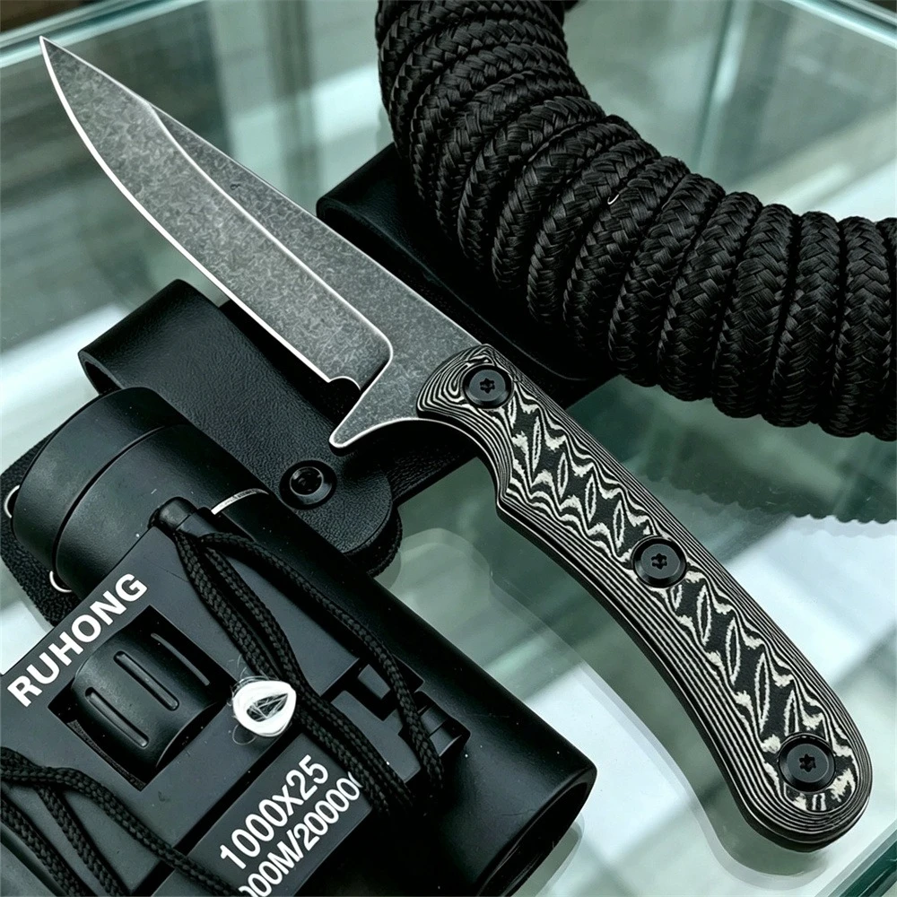 

High Quality EDC Straight Knife Full Tang Fixed Blade Outdoor Camping Tool 7Cr13MoV Steel G10 Handle Multi-Purpose Utility Knife