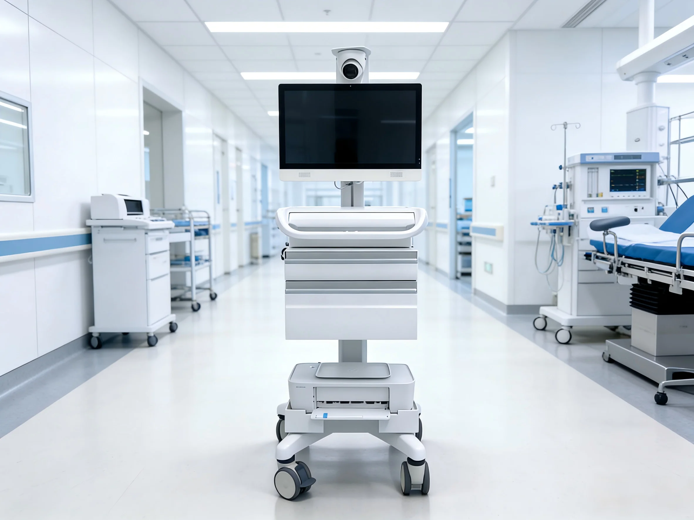 M6 Made in China Mobile Telemedicine Doctor Cart, Hospital Trolley, Mobile Tablet Medical Cart 3 Year Online Warranty