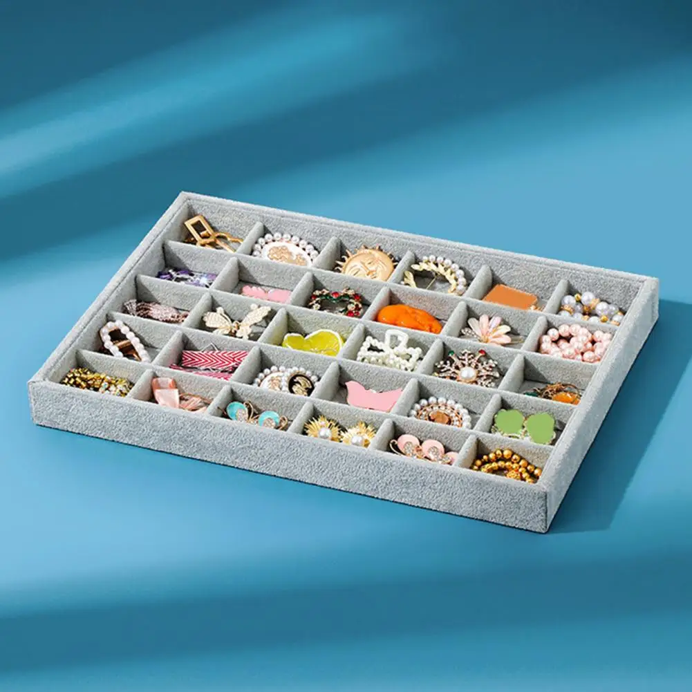 

Ring Organizer Case Capacity Brooch Storage Tray with 30 Compartments Soft Lining Beads Organizer for Rings Earrings Pendants