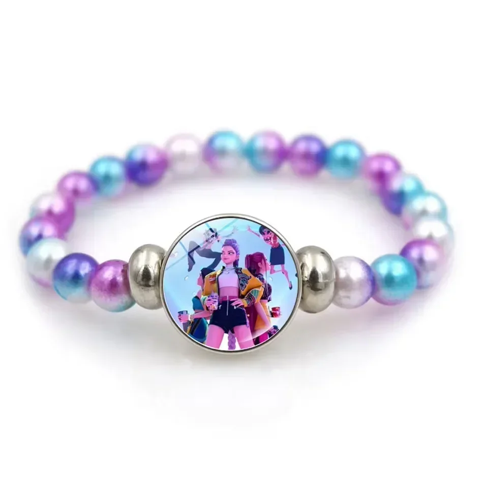 Pulseras KPop Demon Hunters, pulsera con cuentas a la moda para niñas, figura de dibujos animados, accesorios de joyería, juguetes de regalo de Navidad para niños