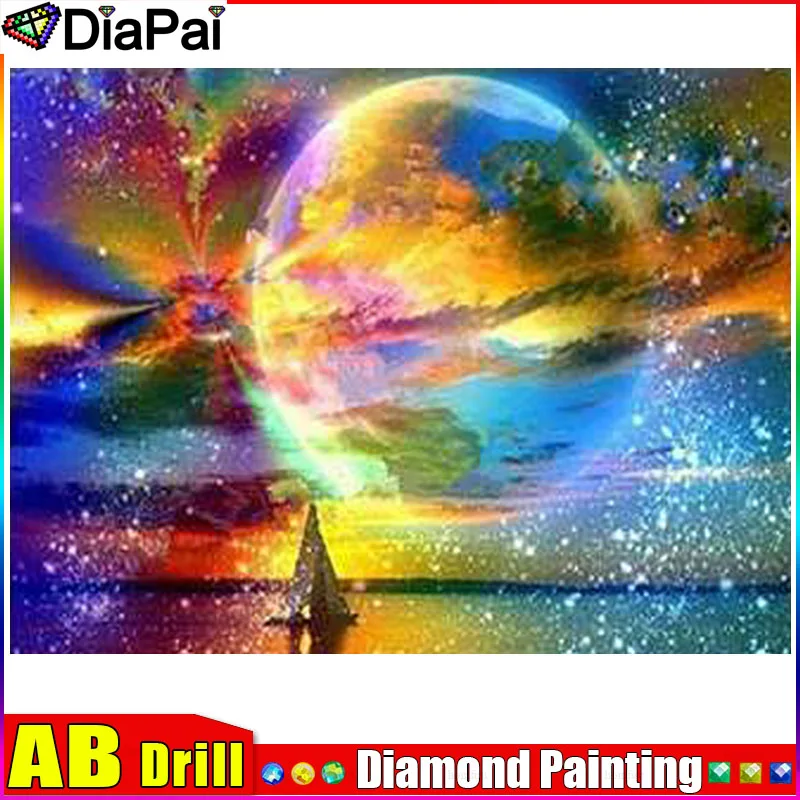 DIAPAI AB DIY 5D الماس اللوحة "اللون السماء المرصعة بالنجوم" كامل الماس التطريز بيع صورة الراين لهدايا المهرجان