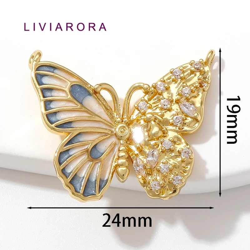1/2/3Pcs 18K Gold Plated Brass Asymmetrical Butterfly Charms Pendant For Jewelry Making,Enamel Wing Charm For Necklace Making