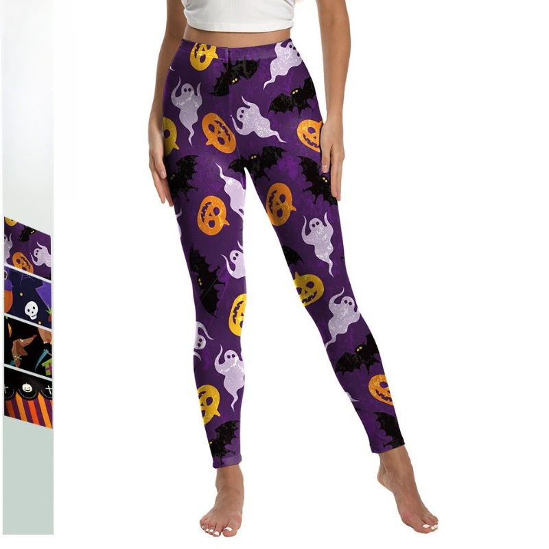 Halloween abóbora impressão calças de cintura alta mulheres capri leggings nova fitness sexy estiramento magro treino leggings mujer collants