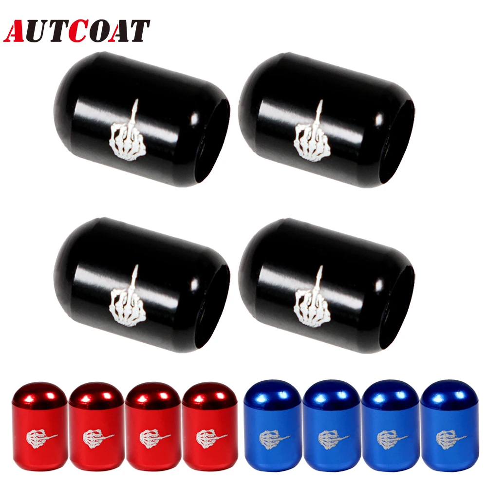 

AUTCOAT 4Pcs/Set Middle finger Tire Air Valve Caps Stem Cover Universal Fits All Cars Trucks SUV Bike Bicycle Motorcycle