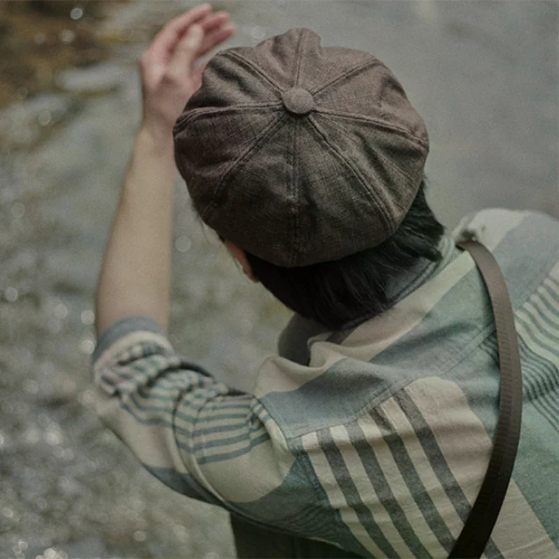 1PC Retro Art Beret Casual Fashion Octagon Brown Thin British Newspaper Boy Hat Painter Hat