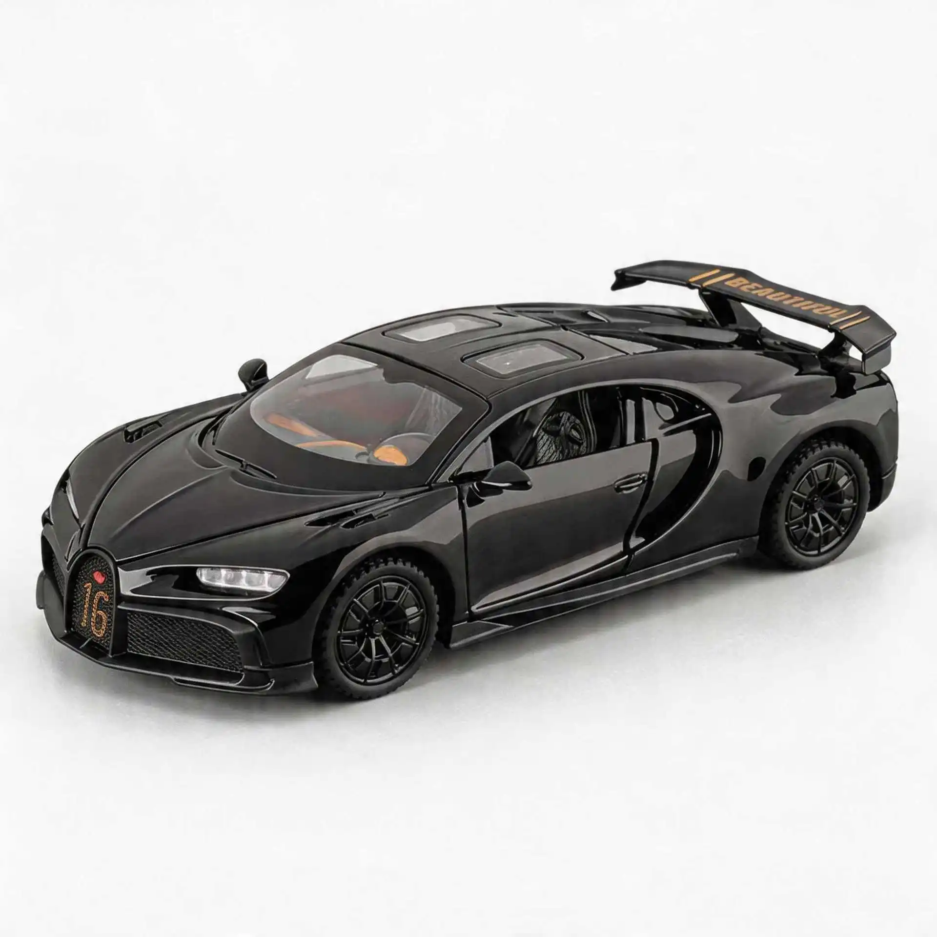 1:32 Chiron Metal Alloy Car Model High Simulation Supercar Pull Back Light Sound Elegant Car Mounted Decor For Collector