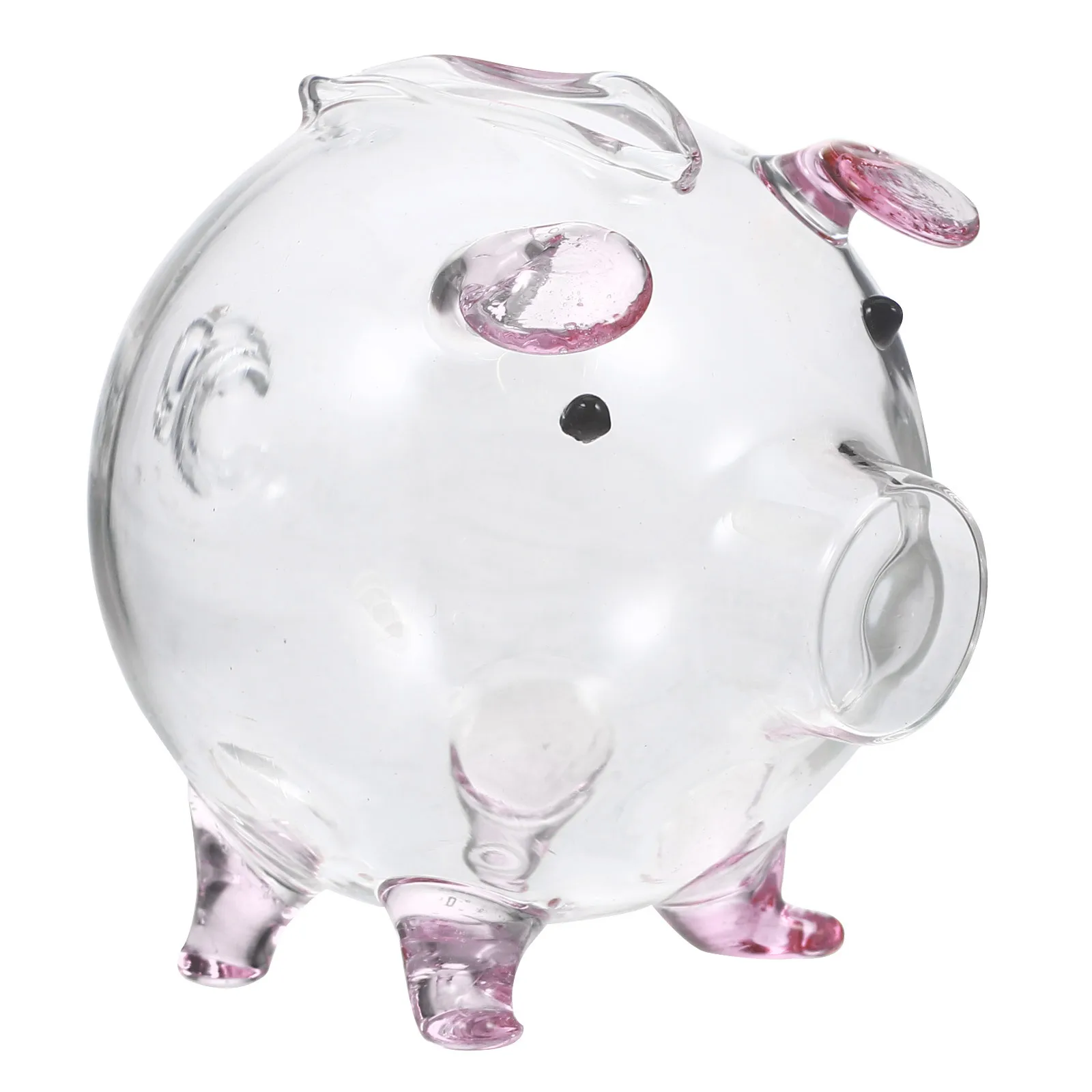 Pig Shaped Piggy Bank Clear Borosilicate Glass Coin Box Cute Storage Jar for Kids Money Saving Decoration Gift