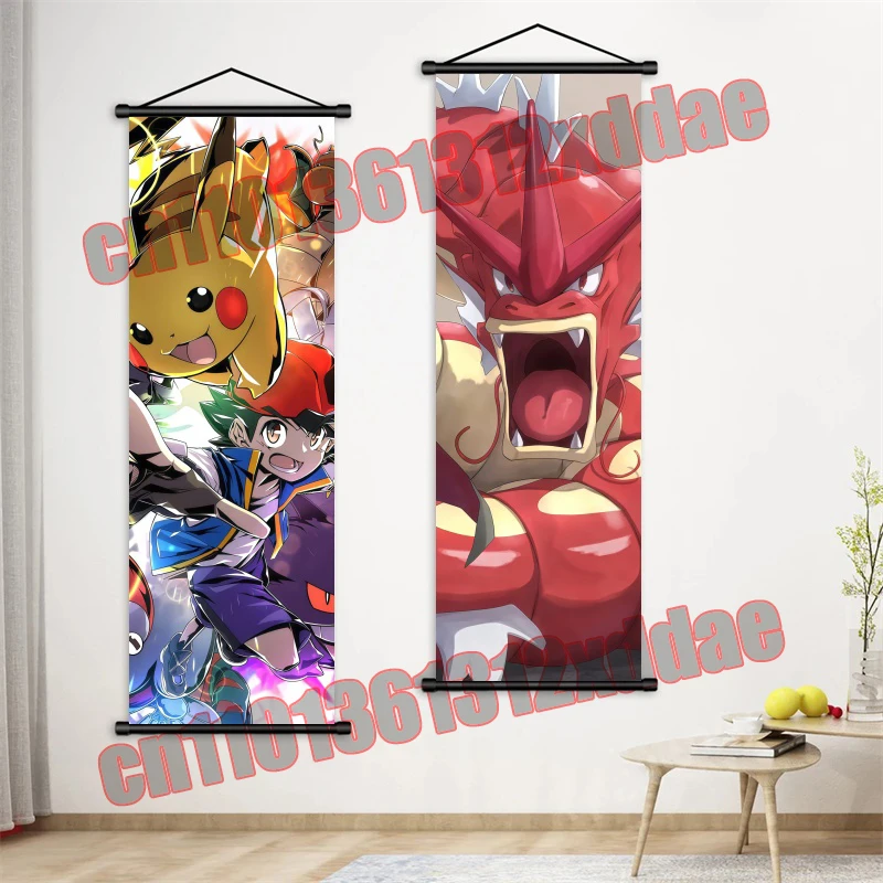 

Japanese Pokemon Cartoon Poster, Rayquaza, Pikachu, Print Art White Canvas, Scroll Painting, Modern Room Art Deco Painting