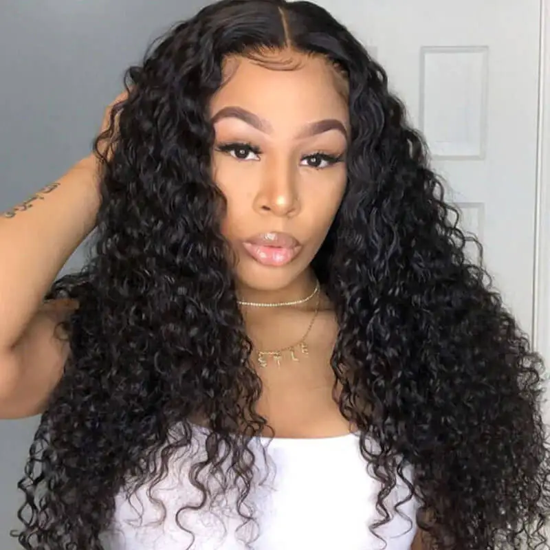 

Ready to Wear Lace Front Wig Pre Plucked Wigs Bling Brazilian Deep Wave Glueless Human Hair Wigs