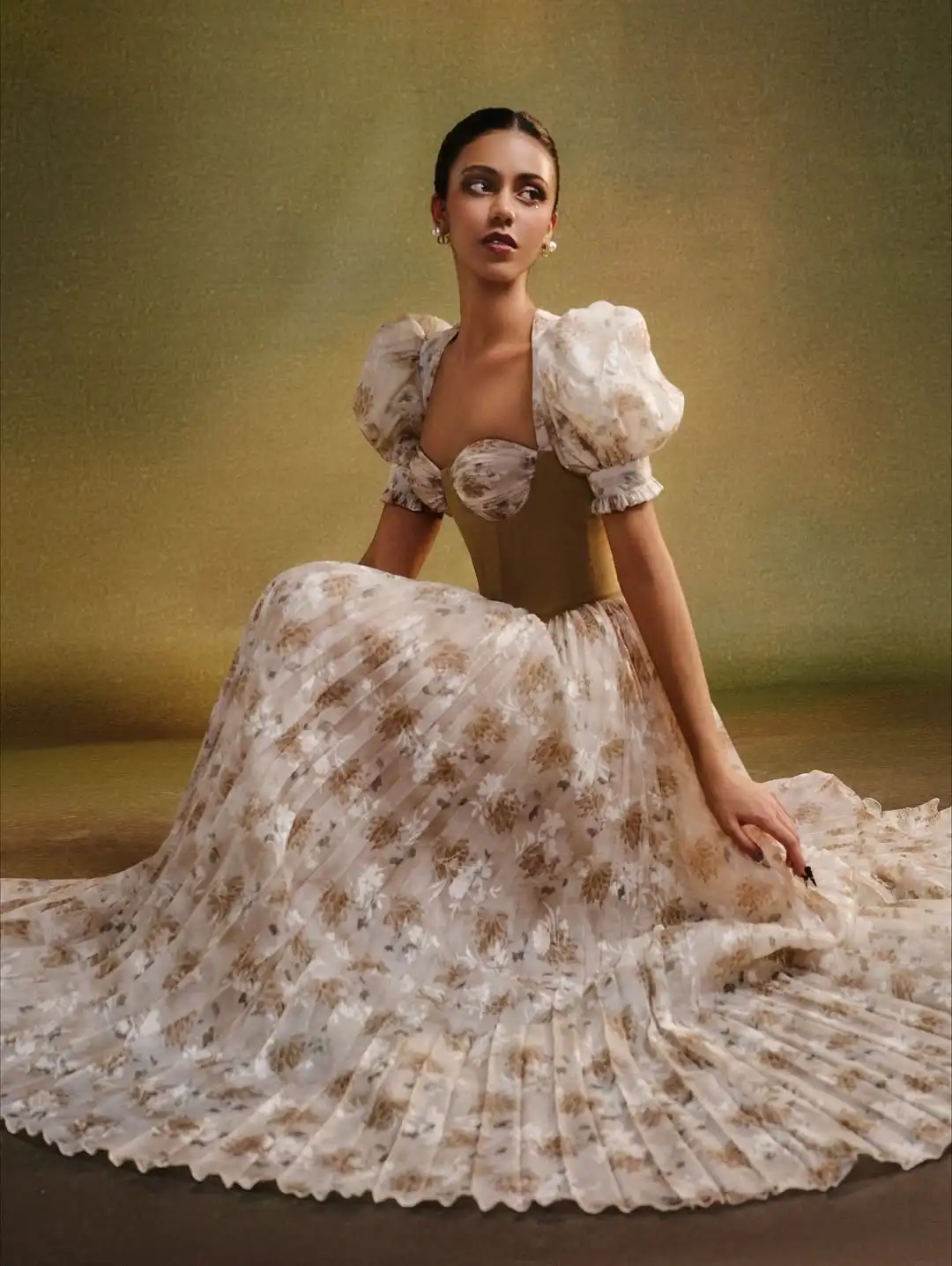 تصميم جديد أنيق على شكل قلب مشد هيكل السمكة فستان سهرة على شكل حرف A فريد من نوعه مطوي ثنيات للحفلات الراقصة الرسمية