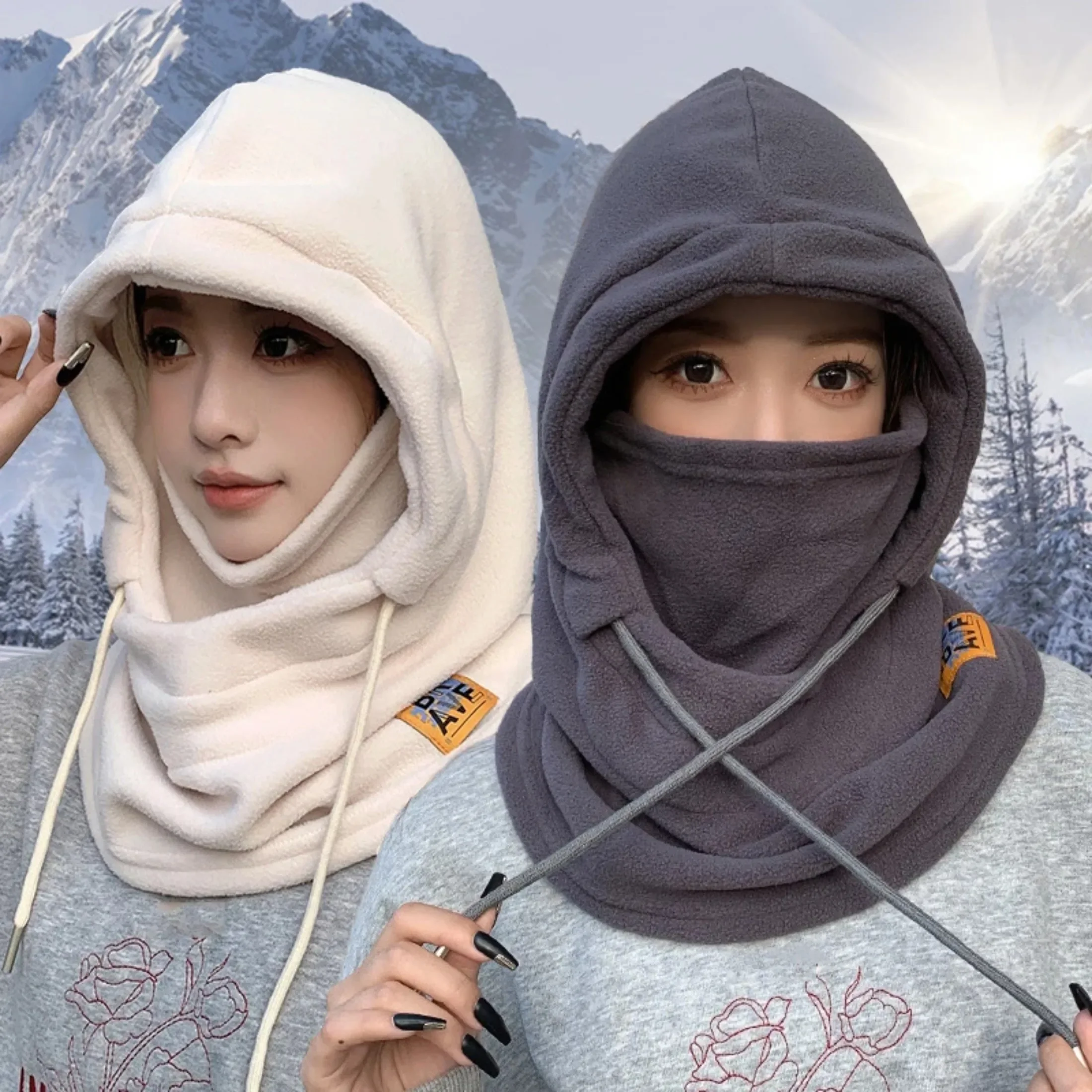 Winter Sports Outdoor Thermal Fleece Balaclava Scarf Ski Face Mask Neck Warmer Snood Hood Hat Windproof Cold Warm Riding Cap