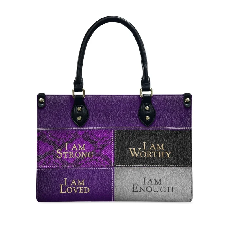 I Am Strong I Am Worthy I Am Lovedl Am suficiente Printing bolsos cruzados de moda, bolso de mano con asa superior de cuero PU personalizado