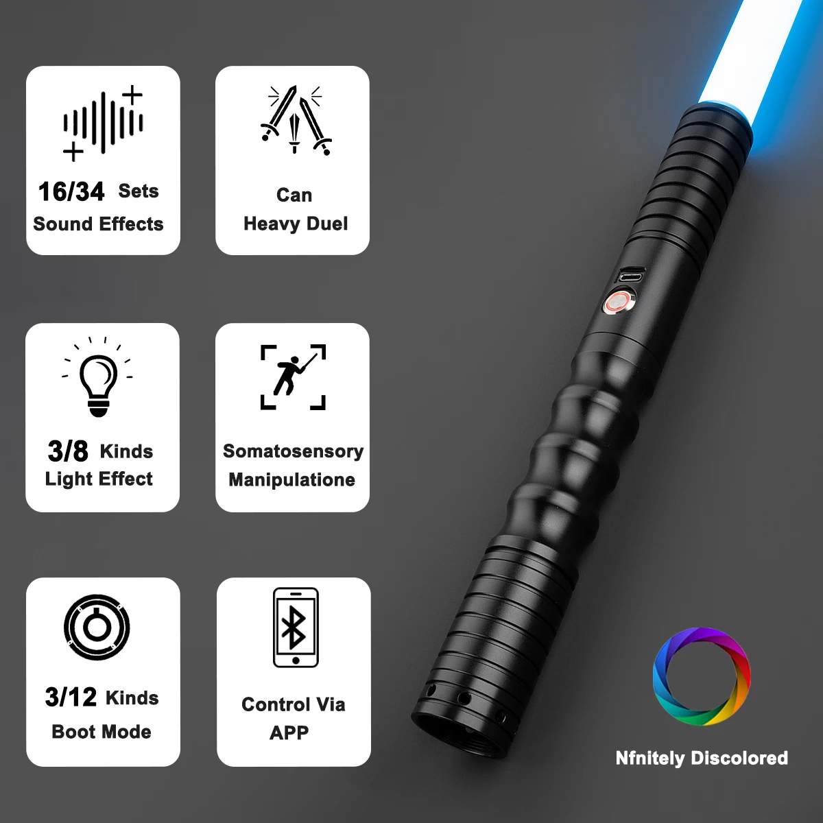 

JoyaceSaber Xeno Pixel Lightsaber Sensitive Smooth Swing Jedi Light Sabers Metal Heavy Dueling Sword Laser Cosplay Luminous Toys