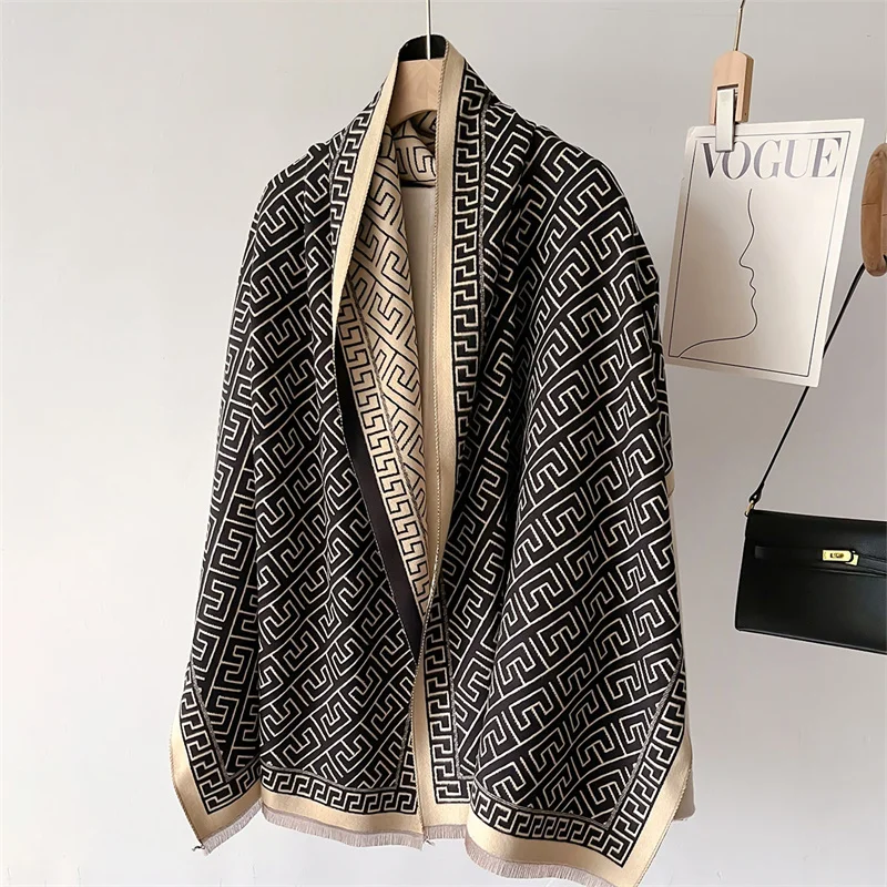 Warm Shawl Women Scarf Luxury Cashmere Winter Blanket Wraps Casual Plaid Print Pashmina Bufanda Travel Poncho Stoles Echarpe