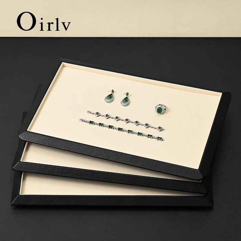 Oirlv high-quality jewelry tray with Pu leather edges and velvet interior, an eco-friendly and odorless jewelry organizer