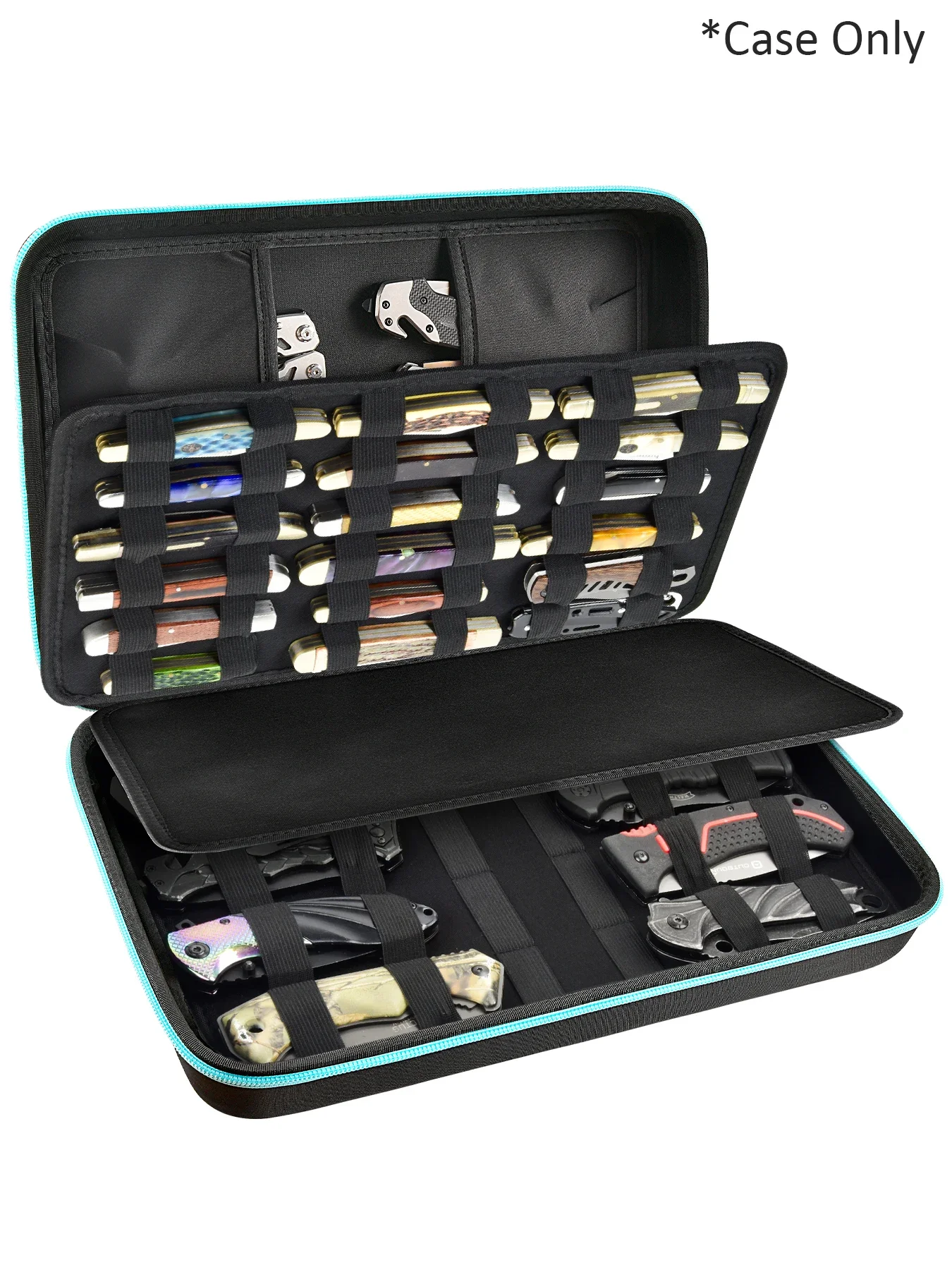 Knife Display Case for 45+ Pocket Knives, for Butterfly Knife Storage Bag, Folding Knives Organizer Holder Box, Storage Bag Only