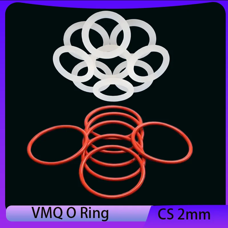 

Red White Food Grade VMQ O Ring Gasket CS 2mm OD5mm ~ 100mm Waterproof Washer Round O Shape Silicone Rubber Seal Ring 10/50Pcs
