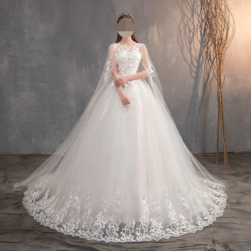 Luxury Elegant A-Line Lace White Dresses for Bride Floor-Length Tulle Applique Princess Style Wedding Dress свадебное платье