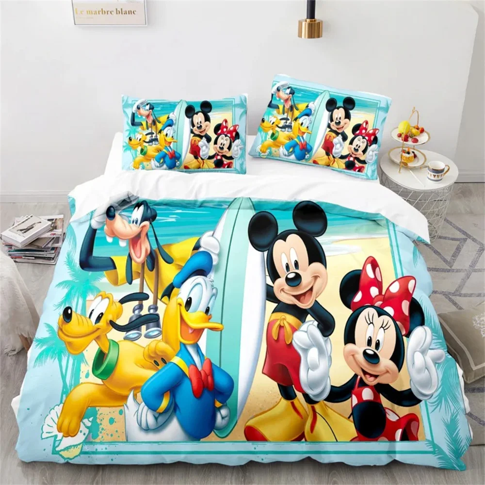 Mickey and Donald Duck Bedding Sets,Disney Animation Mickey and Minnie Duvet Cover for Children Boys Girls Bedroom Decorat