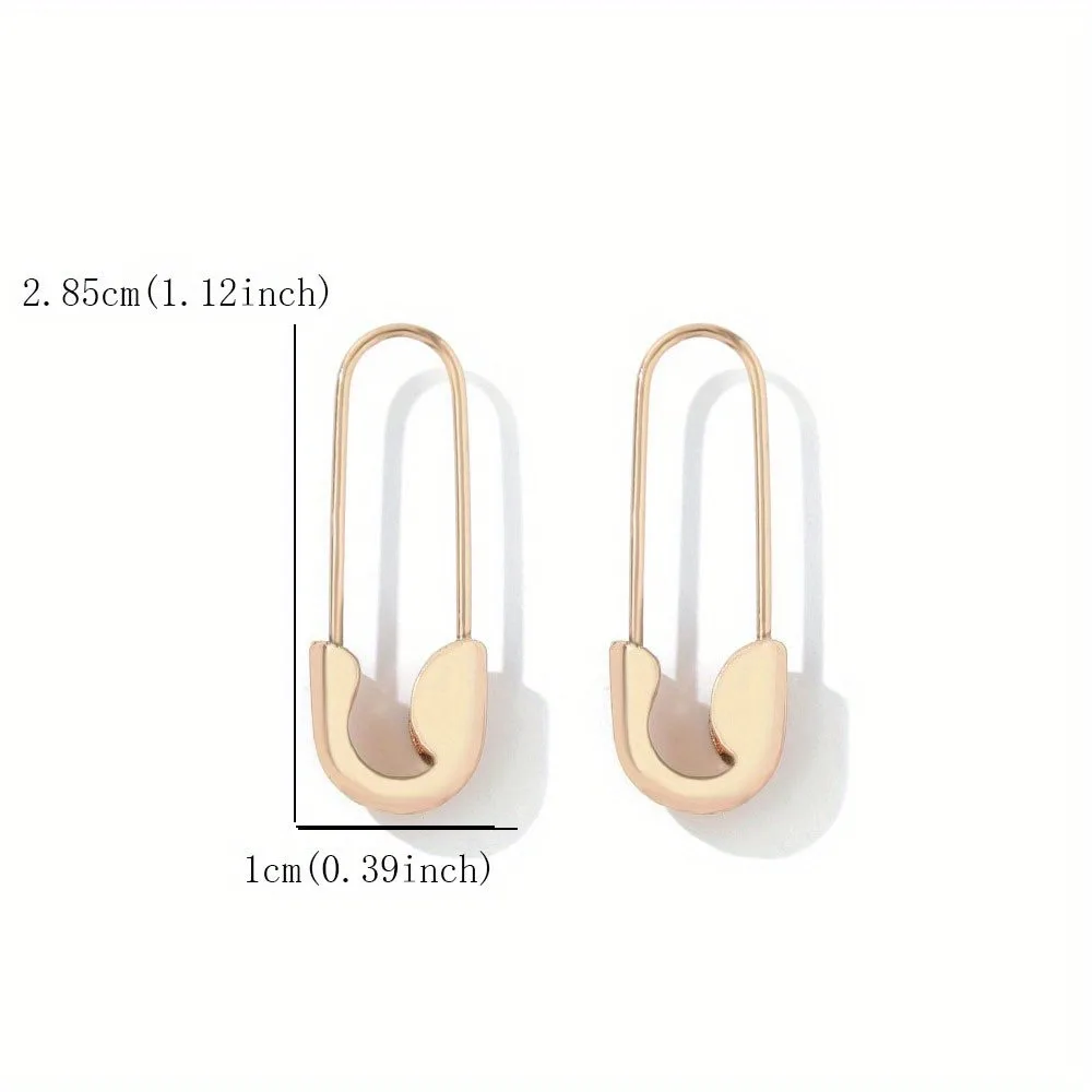 1pair Minimalist Style Paperclip U-shape Small Stud Earrings for Women, Metal Punk Style Safety Pin Piercing Jewelry for Women image 2