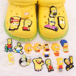 Breloques de chaussures de jardin en PVC pour adultes, les Simpsons, Marge Bart, beaux accessoires de créateur, dessin animé, offres spéciales, 1-19 pièces