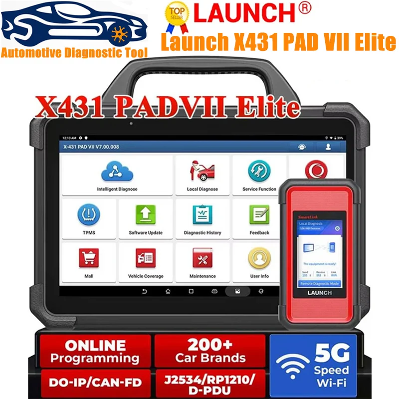 LAUNCH X431 PAD 7 VII PAD7 PADVII Car Diagnostic Tools J2534 Smartlink Automotive Scanner Auto Diagnost Online Programming OBD