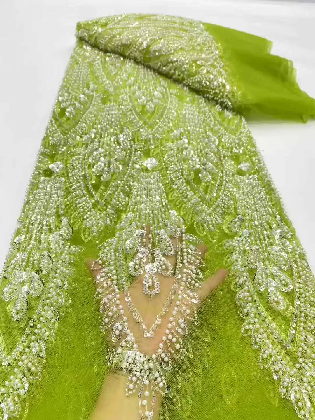 Африканская кружевная ткань 2025, кружевная ткань ручной работы с бисером, Франция, блестки, нигерийская вышивка, свадебная сетчатая кружевная ткань для шитья