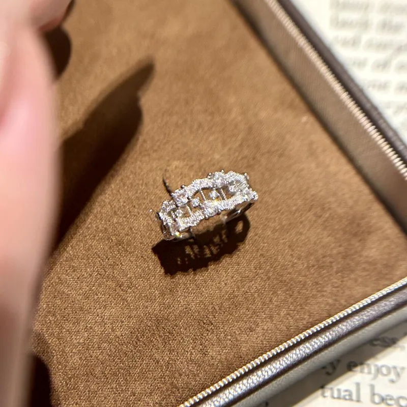 الفرنسية الرجعية الفضة الدانتيل القيثارة صف خاتم الماس الإناث المتخصصة تصميم رائعة الأناقة الخفيفة الفاخرة الراقية المجوهرات #2