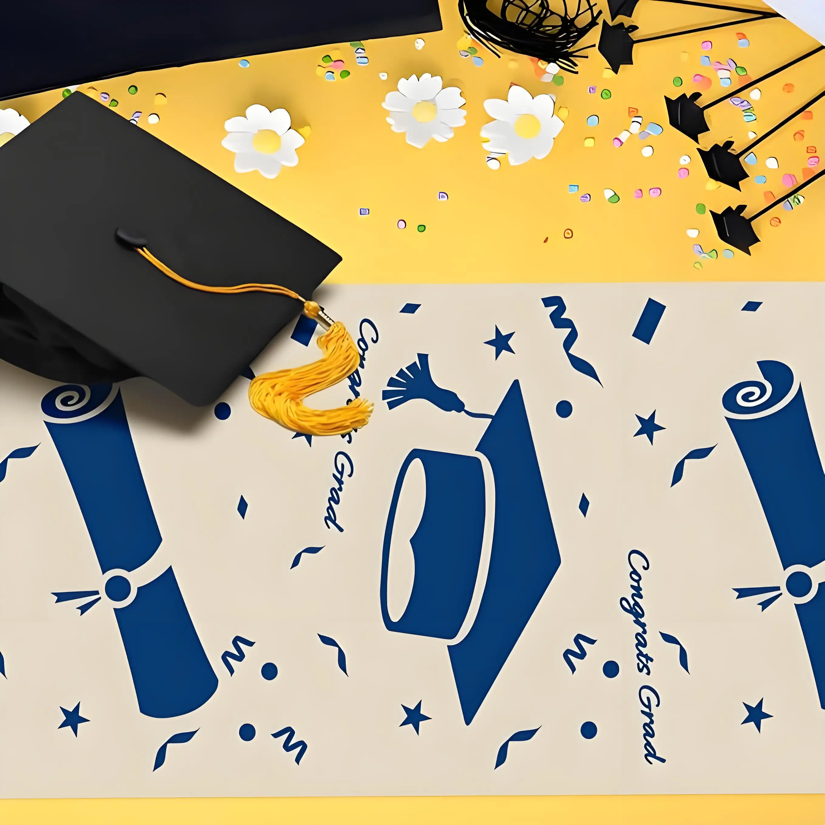 Graduation tablecloth Graduation cap pattern Graduation table centerpiece suitable for family graduation party decoration