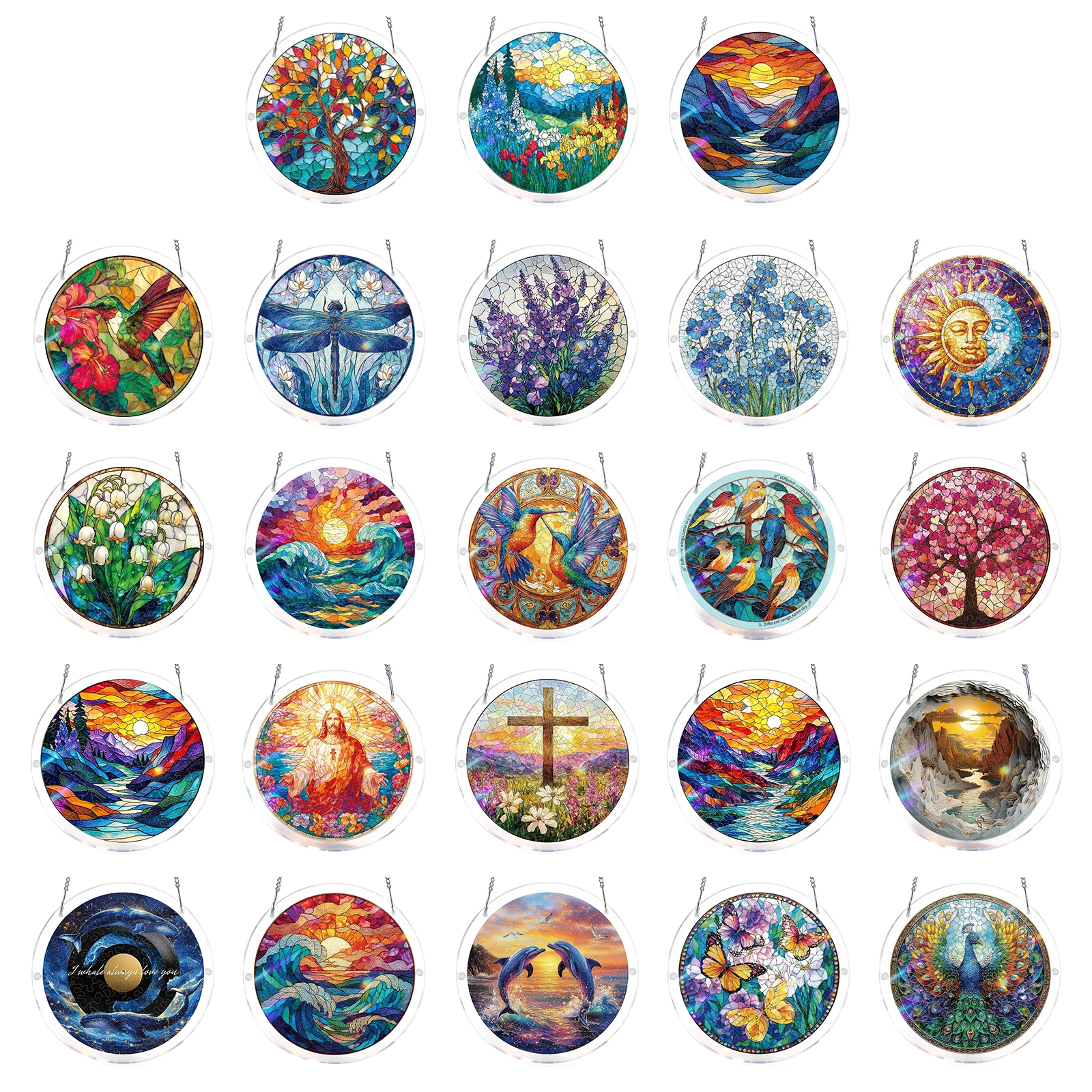 Acrylic Puzzles Suncatcher Window Hanging Crafts Acrylic Jigsaw Puzzle Suncatcher Home Decor for Apartment Living Room Bedroom