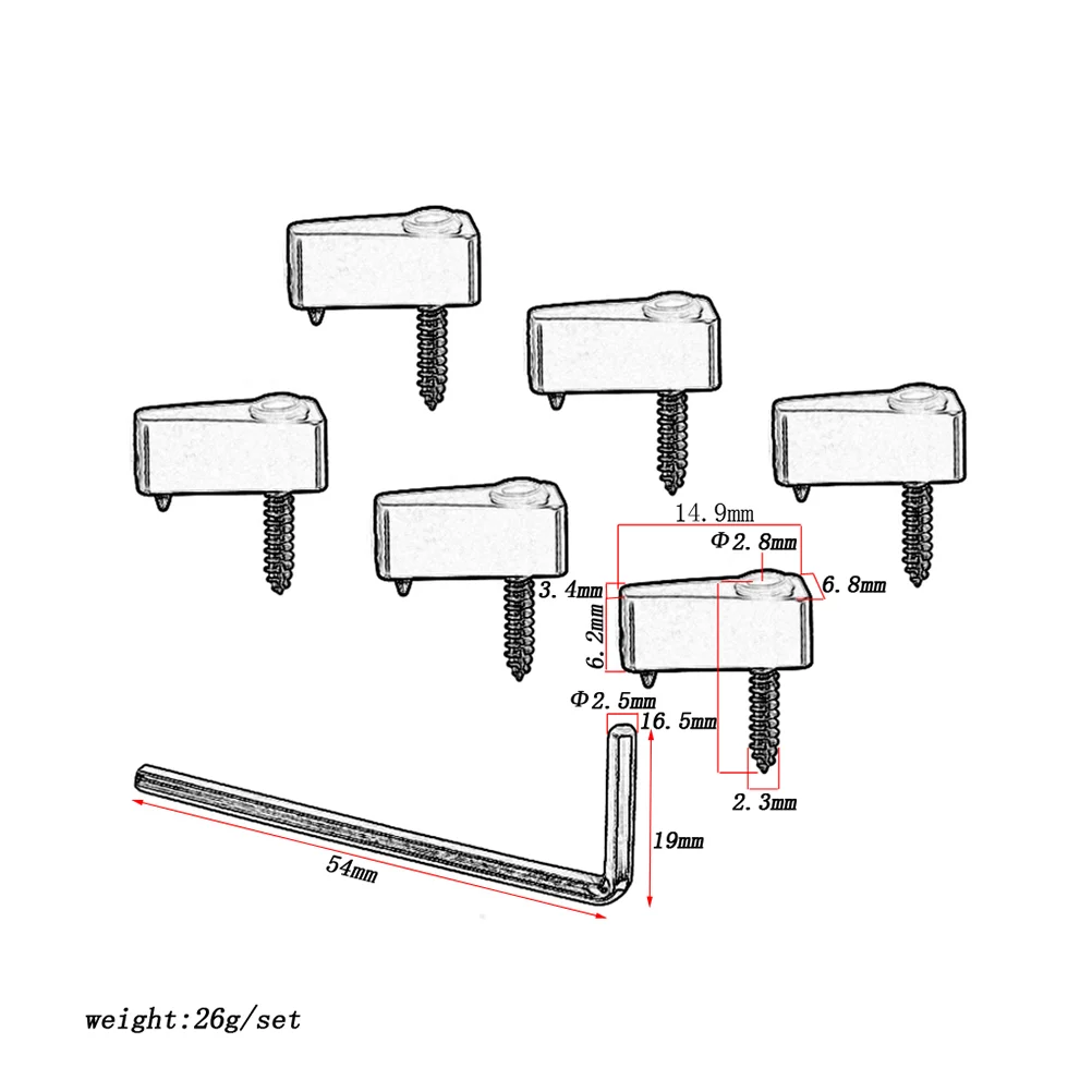 Electric Guitar Headless Triangle Tremolo Bridge String Locks Strings Locking Metal Nut Block Clamp Screws Guitar Parts White