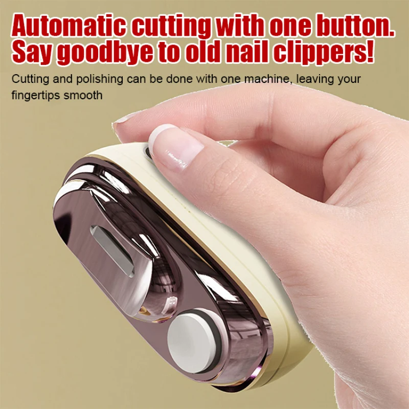 Automatic Electric Nail Trimmer Clipper 2 in 1 Polish & Cut with Nail Catcher Low Noise Home Nail Care