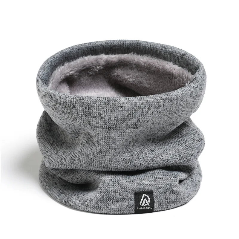 Unisex Solid Cashmere Plush Warm Winter Ring Scarf Women Men Knitted Full Face Mask Snood Neck Scarves Bufanda Thick Muffler Ne