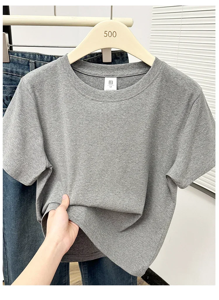 2026 Sommer Neue Hochwertige Lässige T-Shirts Sexy Kurzarm Modischer Trend Einfarbige Damenkleidung Y2k Tops – Detail 33