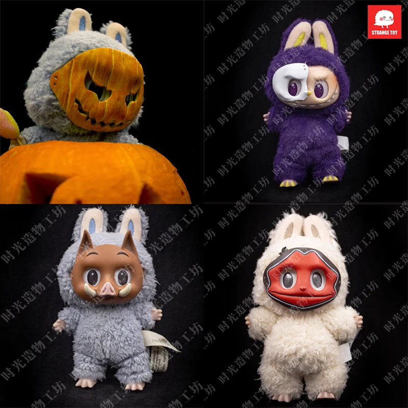 

Halloween 17cm Labubu Doll Mask Funny Pumpkin 3d Photofinish Print Handmade Painting Halloween Craft Decoration Accessories