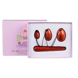 Natural Red Jasper Yoni Egg Set And Massage Wand Women Kegel Exerciser Drilled Jade Eggs Crystal Balls Wholesale