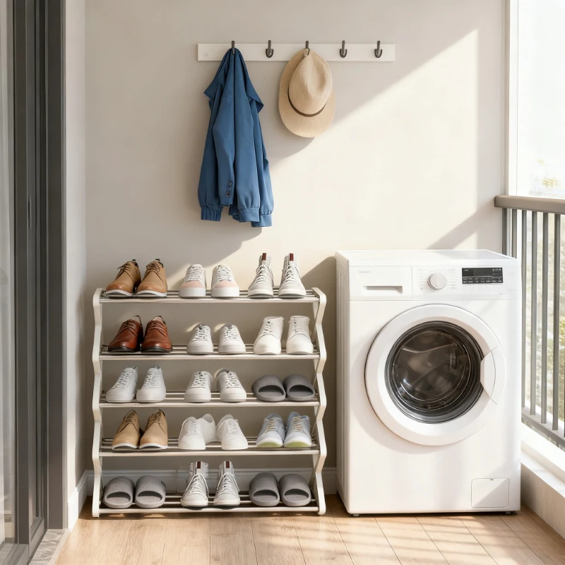 

Полка для обуви из нержавеющей стали | Компактный | Простая сборка | Домашнее хранилище | Органайзер для прихожей | Минималистский дизайн | Антискользящий