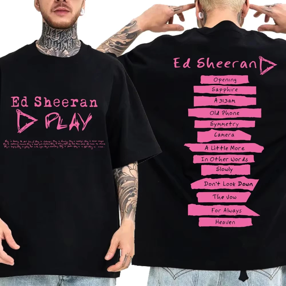 Ed sheeran tour 2025 algodão camiseta masculina feminina ed sheeran jogar álbum música impressão impressa masculina t camisas em torno do pescoço camiseta