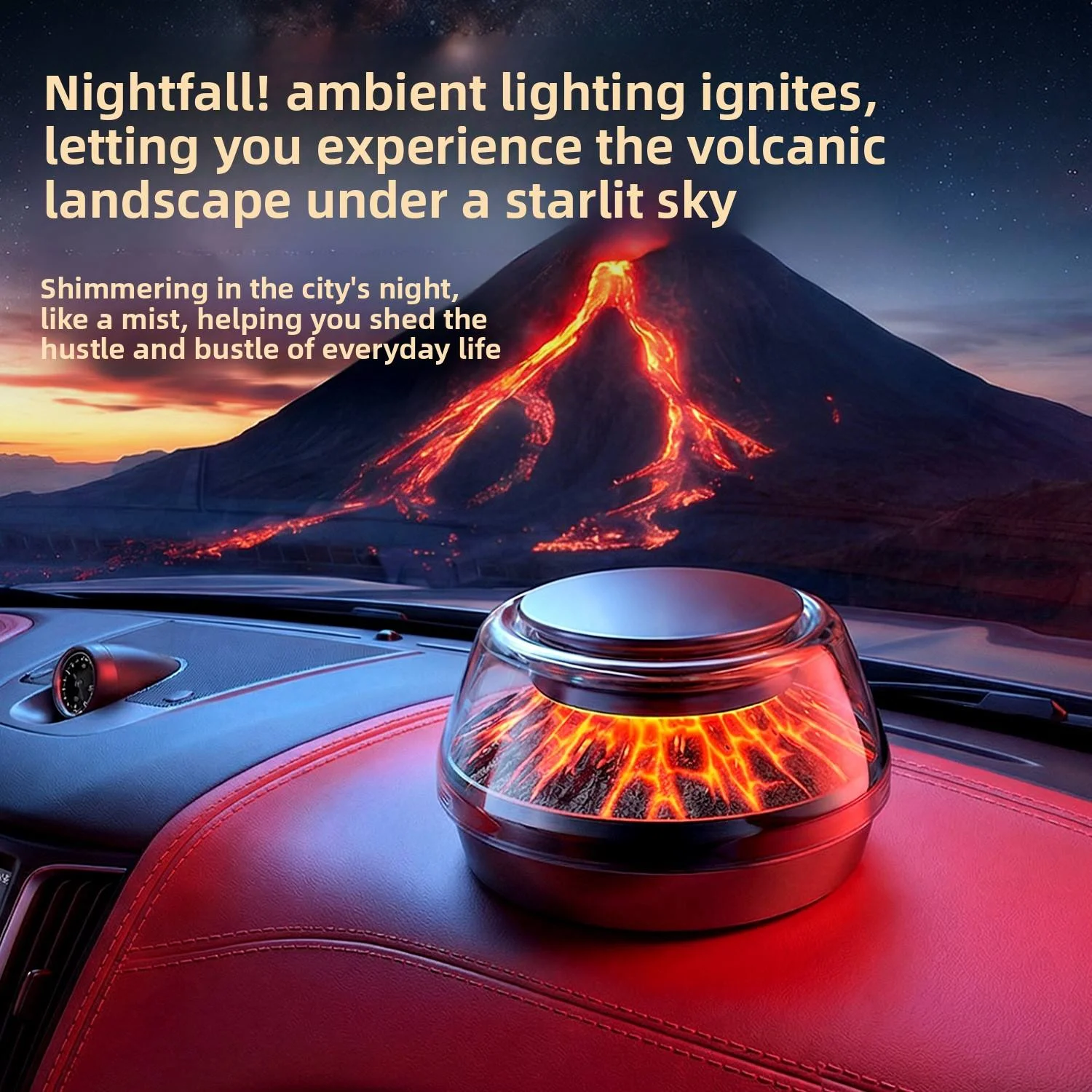 Volcanic Iceberg Car Diffuser with 360° View Mirror Mount Air Purifying Forest & Floral Scents Elegant Auto Interior Decor