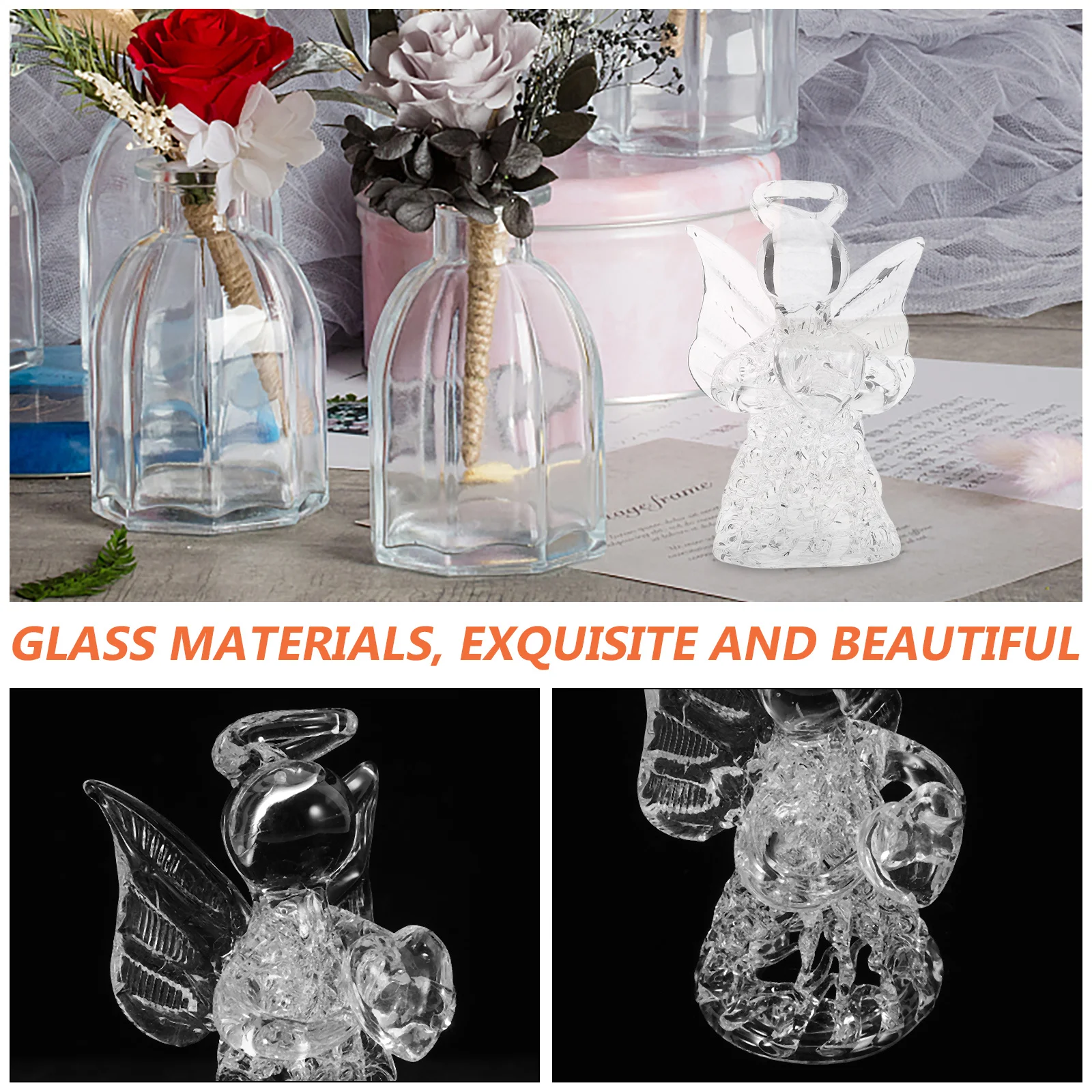 

Hanging Angels Ornaments Decorations for Home Wedding Clear Decorative Glass Adornment Figurines Garden