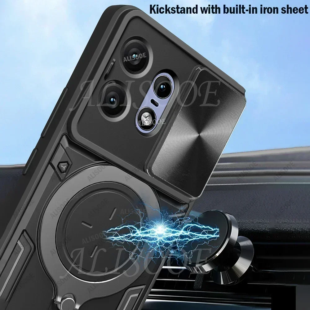 For Motorola Edge 50 Pro Case Slide Camera Ring Holder Cover for Motorola Moto Edge 50 Pro Capa Shockproof Stand Armor Funda