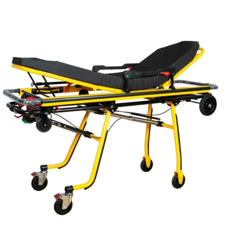 Metal structure of emergency ambulance stretcher with detachable surface locking device