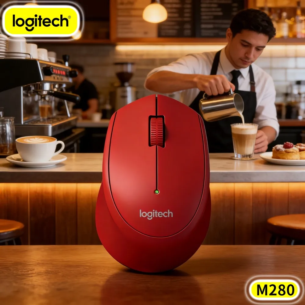 Logitech M280 Ergonomic Wireless Mouse 1000 DPI Optical Tracking 10M Range 18-Month Battery For Office Study Linux