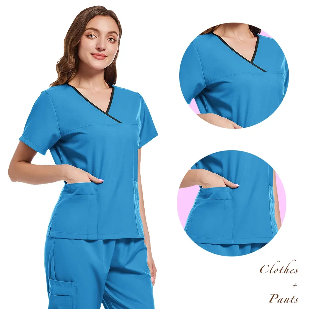 Unisex Medizinische Uniformen Für V-ausschnitt Krankenschwester Scrurbs Set Frauen Krankenhaus Arzt Arbeitskleidung Oral Zahnchirurgie Arbeit Uniform Kurze