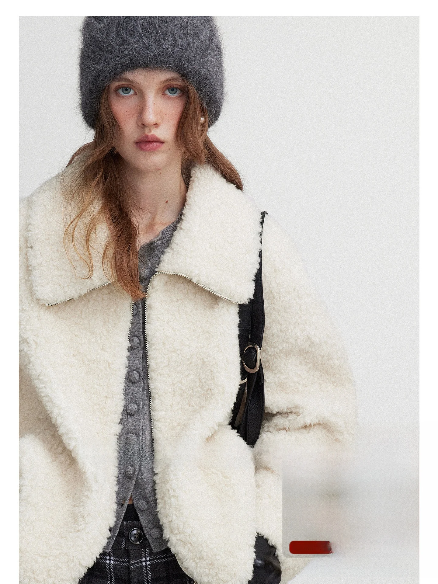 

Зимняя куртка Winter Island в стиле ретро, 100% шерсть, с крупным ворсом, мягкий меховой воротник, с кожаными вставками, женская, свободного кроя, для повседневной носки