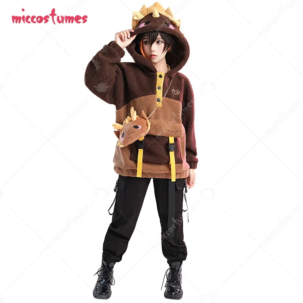 

Unisex Kawaii Hoodie Fleece Hooded Coat Sweatshirt with Crossbody Bag