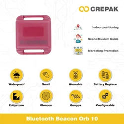 1.5 yıl NRF 52810/küçük su geçirmez pil değiştirilebilir giyilebilir Bluetooth AOA Beacon/Ibeacon/aktif RFID/BLE 5.0 etiketi Orb 10