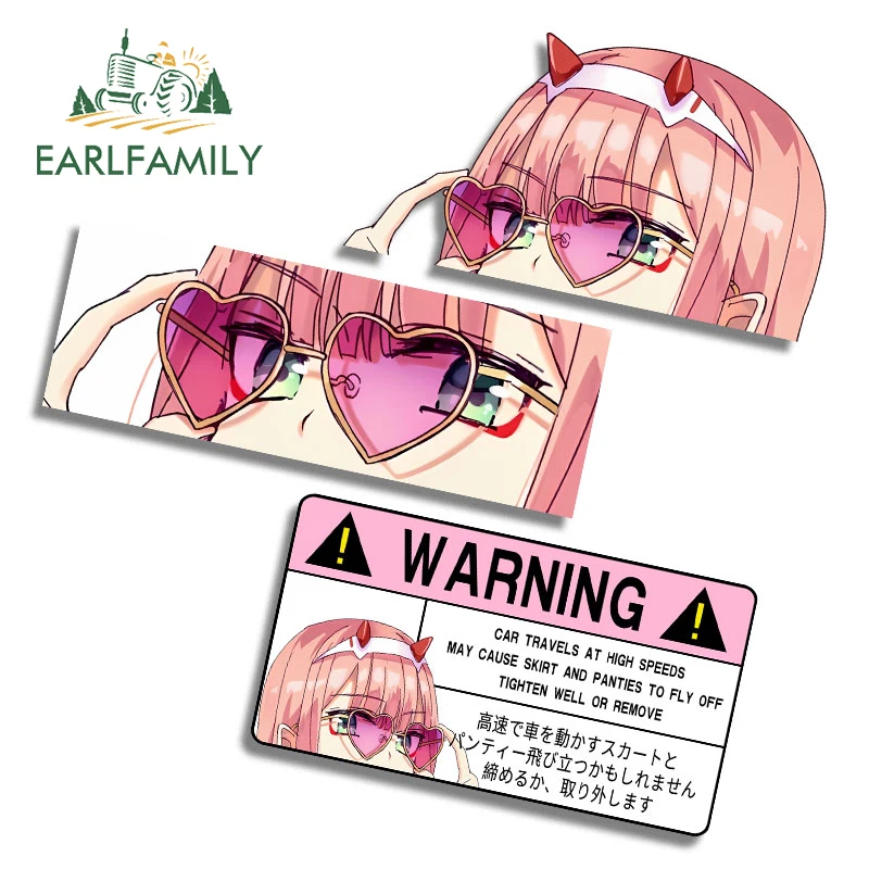 EARLFAMILY 13cm Anime Peeker ZERO TWO Car Stickers Sunscreen Waterproof Skateboard Rearview Mirror Decal for Auto JDM RV