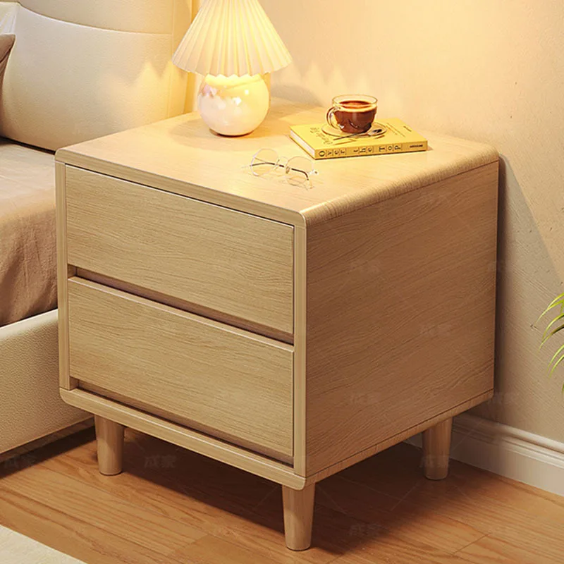 Wooden Designer Bedside Table Mobile Hallway Auxiliary Corner Night Stand Lateral Drawers Mesa De Noche Theater Furniture